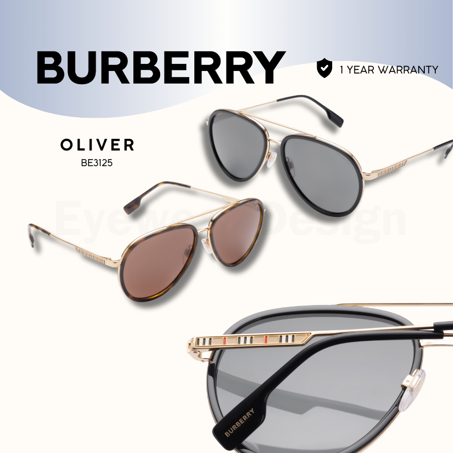 แว่นกันแดด BURBERRY OLIVER BE3125 ของแท้ 100% พร้อมอุปกรณ์