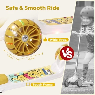 Disney Kids Scooter สกู๊ตเตอร์เด็ก นั่งได้ยืนได้ พับได้ ปรับความสูงได้ ล้อใหญ่มีไฟแฟลช มีเพลง แข็งแรง ของเล่นเด็ก 2-6ขวบ