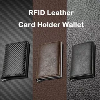 กระเป๋าสตางค์หนัง RFID สำหรับบัตรเครดิตผู้ชายแบบเพรียวบาง, กระเป๋าบัตรขนาดกะทัดรัดและทันสมัย, กระเป๋ามินิแบบบางมหัศจรรย์