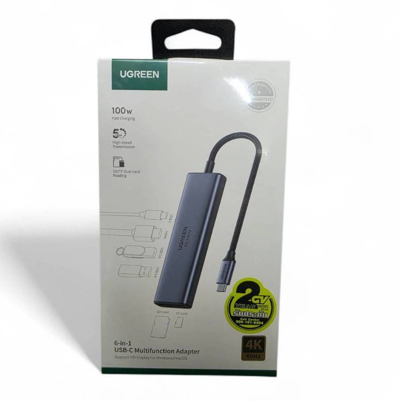 Ugreen รุ่น 60384 6 in 1 USB C HUB with HDMI 4K 60Hz  Converter รับประกันสินค้า 2 ปี โดย GV (Gadget Villa) ประเทศไทย