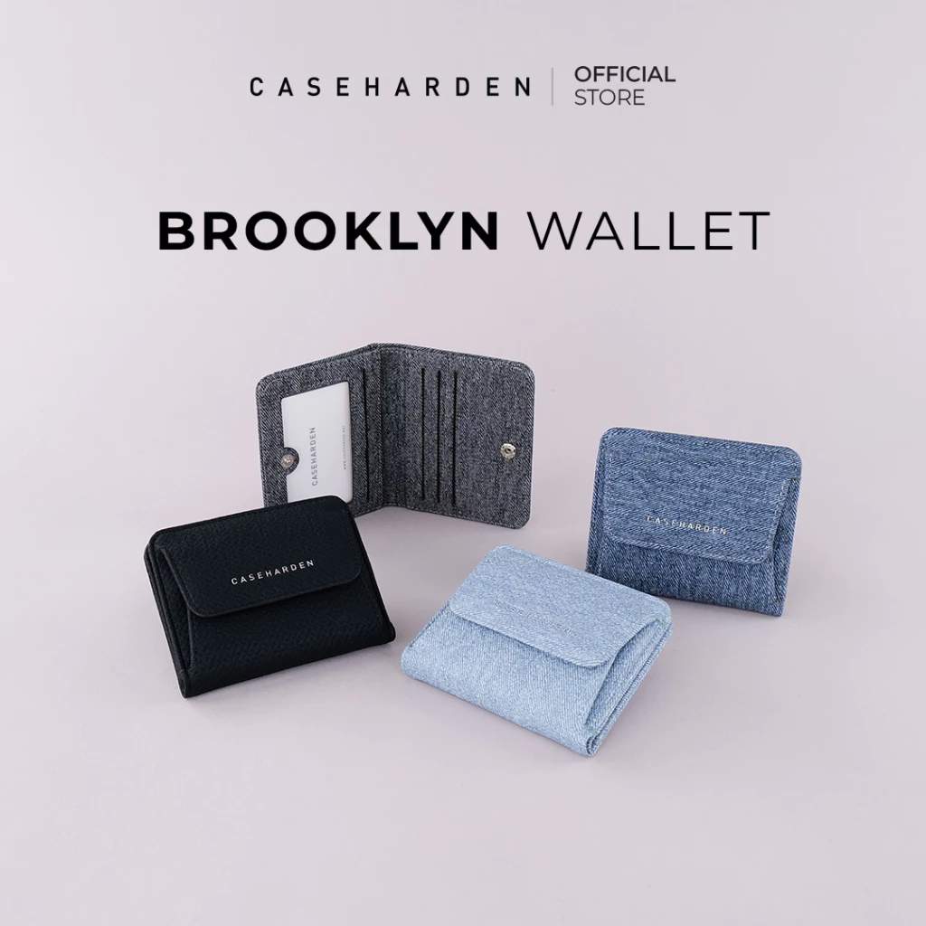 [มีส่งทันที] Caseharden Brooklyn Wallet กระเป๋าสตางค์ใบกลาง มีช่องใส่เหรียญใหญ่ ผ้ายีนส์ และหนังกันรอย