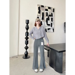 Realyshops #9385(K) กางเกงยาวขาม้า ซิปหน้า เอวยางยืด ผู้หญิง พร้อมส่ง