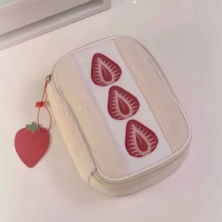 L336 กระเป๋าดินสอ กระเป๋าเครื่องสำอางค์ ลายสตรอเบอรี่ งานสวยน่ารัก พร้อมส่งจากไทย