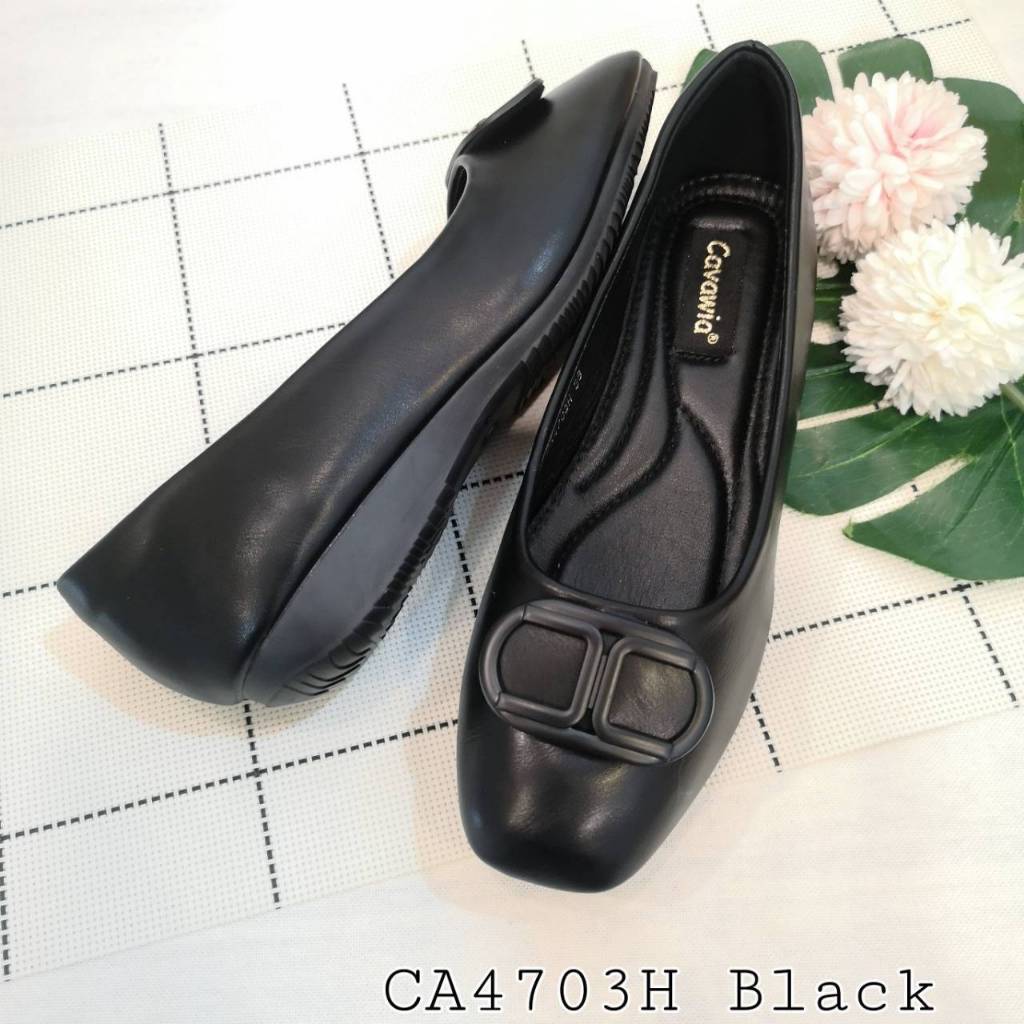 Cavawia  รองเท้าคัทชู ส้นแบน สี Black Cream Taupe ดีไซน์สวย รุ่น 4703 4750 4777 4779 4644 4693 4780