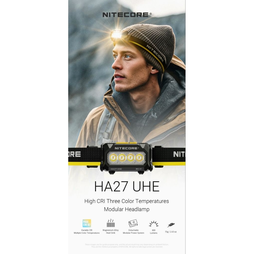 ไฟฉายคาดหัว Nitecore HA27 UHE High CRI Three Color Temperatures Modular Headlamp : สินค้ารับประกัน 3 ปี