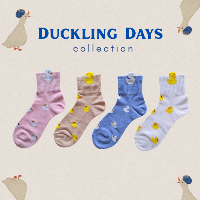 💙🪿 ถุงเท้าข้อกลางน้องเป็ดลายสีสดใส คอลเลคชั่น“Duckling Days”2 🪿💙