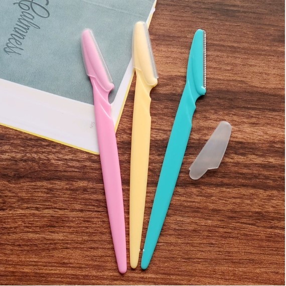 มีดโกนกันคิ้ว (เชต 3 อัน) สุ่มสี มีดโกน โกนหนวด อเนกประสงค์ ใบหน้า มีดโกน ใบหน้า เส้นผม มีด เครื่องมือแต่งหน้า