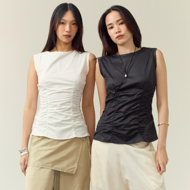 Fold Side Top - The Summer Project / เสื้อแขนกุด เสื้อไปทำงาน เสื้อเรียบๆ, Quiet luxury
