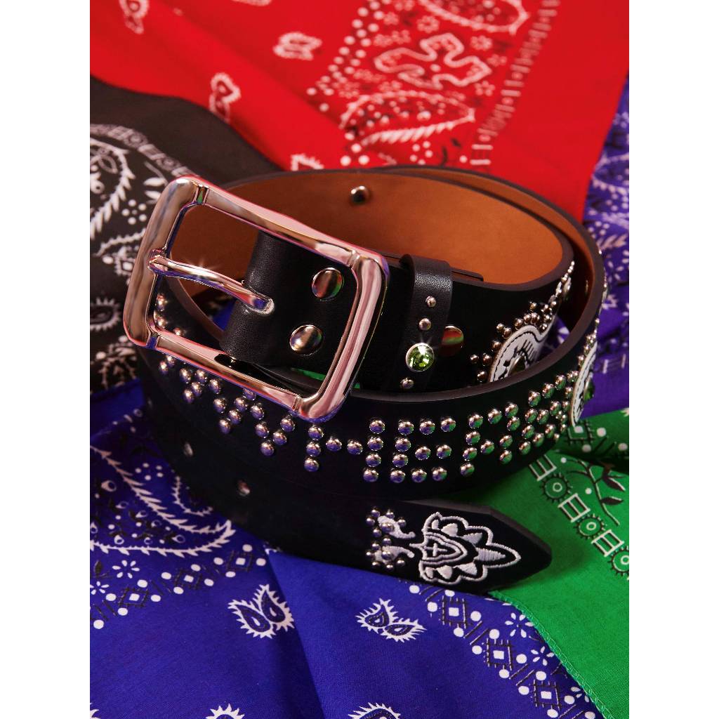 KNOWWHERE BLACK PAISLEY RIVET BELT