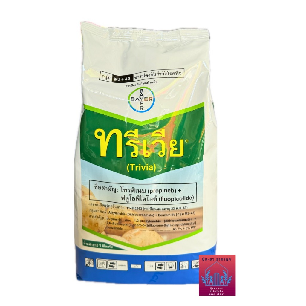 ทรีเวีย (Trivia) ไบเออร์ สารป้องกันกำจัดโรคพืช โรคราน้ำค้าง โรคใบไหม้ (ขนาด 1 กิโลกรัม)