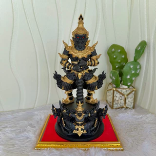 ท้าวเวสสุวรรณ สูง12นิ้ว (ฐานครุฑ) แร่เหล็กน้ำพี้ แถมฟรีฐานรอง