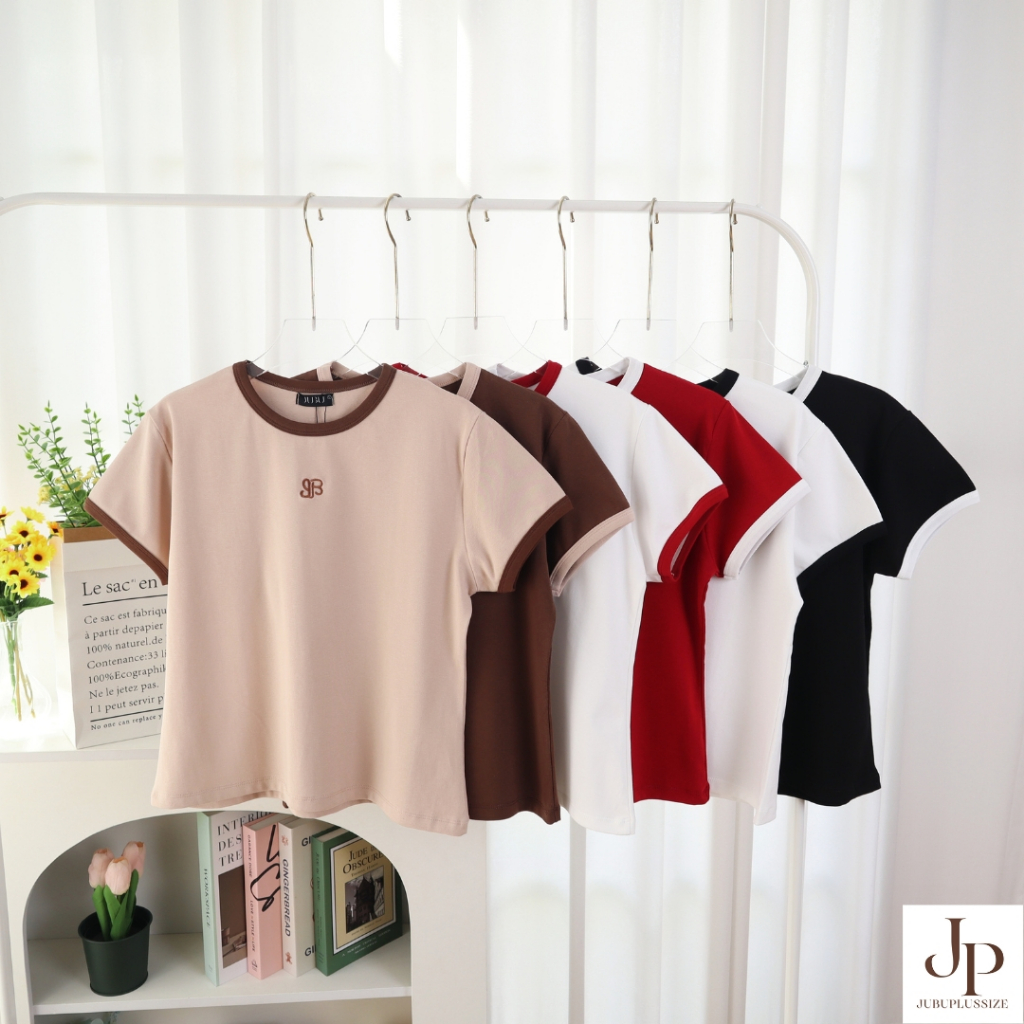 ส่งด่วน! เสื้อยืดสาวอวบ เสื้อยืดแขนสั้นคอกลมแต่งขอบ ผ้ายูนิโคล่ ไซส์ L/XL อก35-44นิ้ว พร้อมส่ง#606 ราคา ถูกที่สุด ดีลบีเคเค แกลเลอรีภาพที่ 8