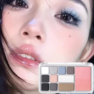 อายแชโดว์ พาเลทอายแชโดว์ 12 สี บลัชออน+ไฮไลต์+เฉดดิ้ง จบในตลับเดียว พีชชมพู บ๊วยหวาน ยีนส์วินเทจ กันน้ํา ติดทนนาน