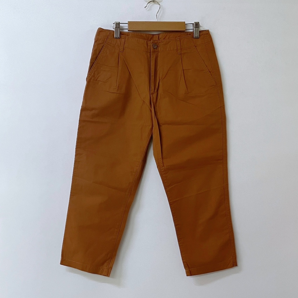กางเกงผ้าขาแปดส่วน MUJI สีน้ำตาล