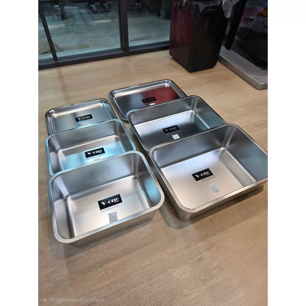 V-One อ่างอาหารสเตนเลส รุ่น Plus 40x30 50x35 cm ถาดแกง ถาดบุฟเฟต์ ถาดเตรียมอาหาร #ทวีชัย
