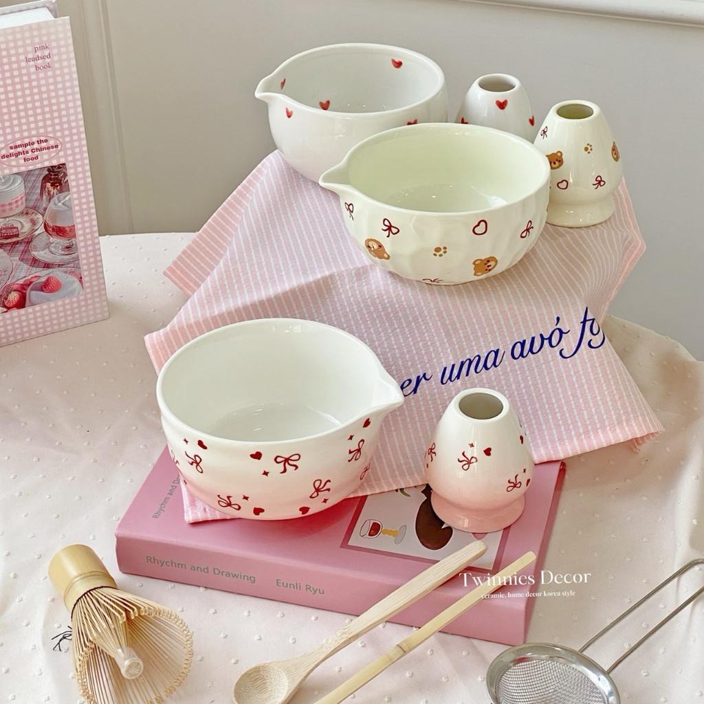 พร้อมส่ง 🍵Set ชงมัทฉะ สุดคิ้วท์ ถ้วยหัวใจ ลายละมุน💕 มาครบเซ็ตเลยย สายสะสมห้ามพลาด เดือนแห่งความรักนี้ต้องมี