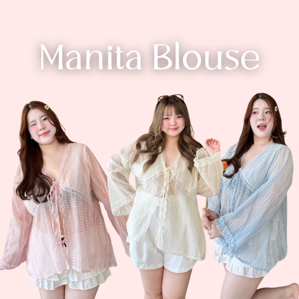เสื้อผูกอกแขนยาวสาวอวบ งานรับซัมเมอร์ อก50“ | manita blouse