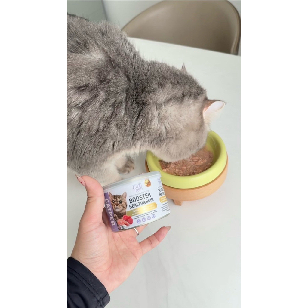 Catper ผงวิตามินโปรตีนแมว ปลาทูน่า+แซลมอน🇳🇴 และโปรตีนไฮโดรไลเสดจากพืช กระปุกเดียวจบ บำรุงครบไม่ต้องซื้อแยก!!👨🏼‍⚕️ - รูปที่ 4