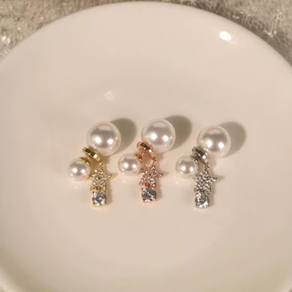 Socrush.bkk | SPARKLE PEARL earrings | SE-038 | ต่างหู ดาว มุก เพชร