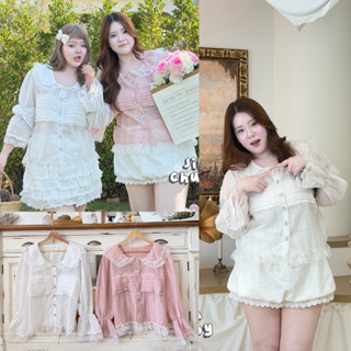 /JR/ เสื้อแขนยาวคอบัวแขนกระดิ่ง ไซส์อก38-50 ผ้าโรซี่กึ่งซีทร…