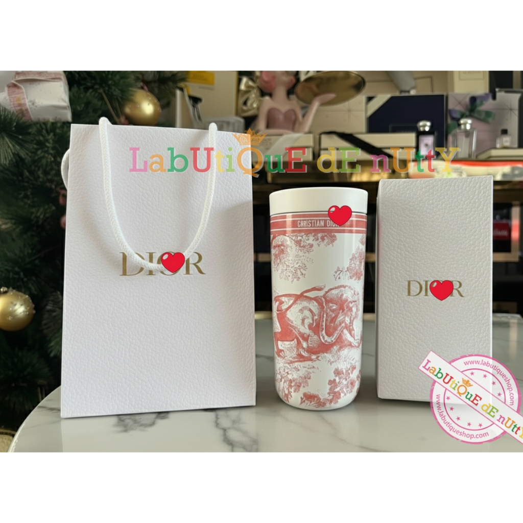 🤍🩶✨แก้วสีแดง Di0r Platinum Birthday Gift – Temperature Control Tumbler กล่อง + ถุงแบรนด์ ของแท้100%