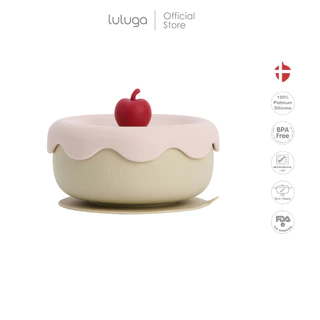 Luluga ชามซิลิโคนเด็ก รุ่น Ice Cream ชามดูดติดโต๊ะ Platinum Silicone มีฝาปิดกันหก BPA Free สำหรับเด็ก 6 เดือน + BLW