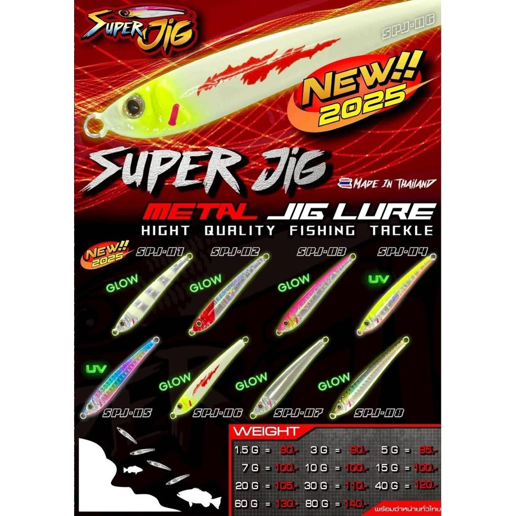เหยื่อไมโคร Super jig ซุปเปอร์จิ๊ก หลากหลายสีสัน เรืองแสงและสะท้อนแสง
