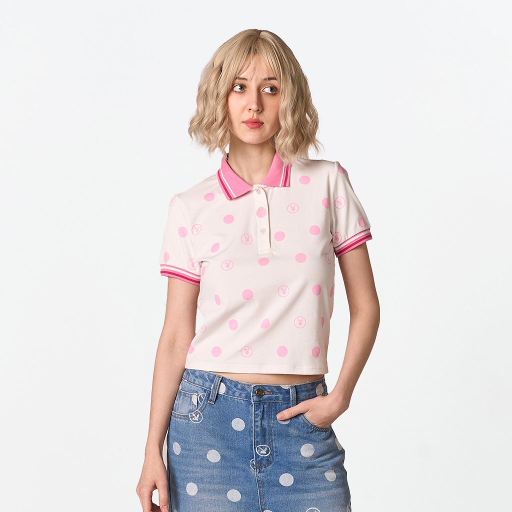PLAYBOY POLKA LOVE เสื้อโปโลรุ่น P1WT261TP025WH