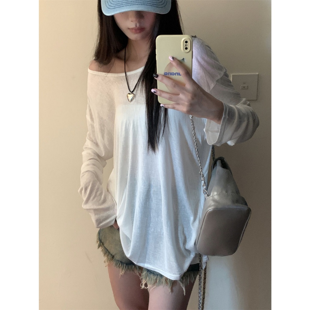 UMISO พร้อมส่ง เสื้อชีฟองทรง Ovesize ใส่แมทช์เสื้อสายเดี่ยว หรือ บิกินี่ ใส่คลุมได้ทุกงาน,เสื้อแขนยาว, ป้องกันแดด - รูปที่ 5