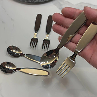 RH🚚ช้อนและส้อมสำหรับเด็กทำจากสแตนเลสเกรดอาหาร ปลอดภัยและเชื่…