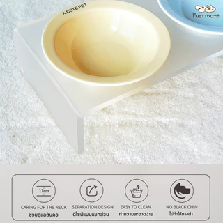 ชามอาหารแมวแบบมีฐานสูง ที่ตั้งชามอะคริลิก ชามเซรามิกสำหรับสัตว์เลี้ยง[ตัวเลือกแบบ DIY จับคู่เอง ]Stylish Raised Cat Bowl