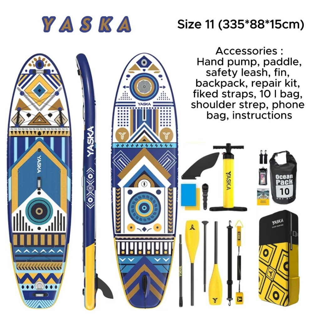 แพดเดิลบอร์ด แบบเป่าลม พร้อมอุปกรณ์ Inflatable SUP board YASKA beach extra wide 335*88*15 with full 