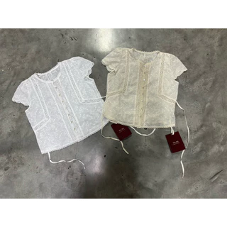 📍พร้อมส่ง📍9031 เสื้อลูกไม้แขนสั้น งานกระดุมหน้า เนื้อผ้าดี ทรงสวย TAG:WG.WE 🇰🇷