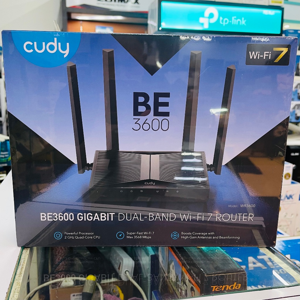 เราเตอร์ WiFi 7 CUDY WR3600 BE3600 Gigabit Dual Band Wi-Fi 7 Mesh Router, 5 Gigabit Ports (สีดำ)