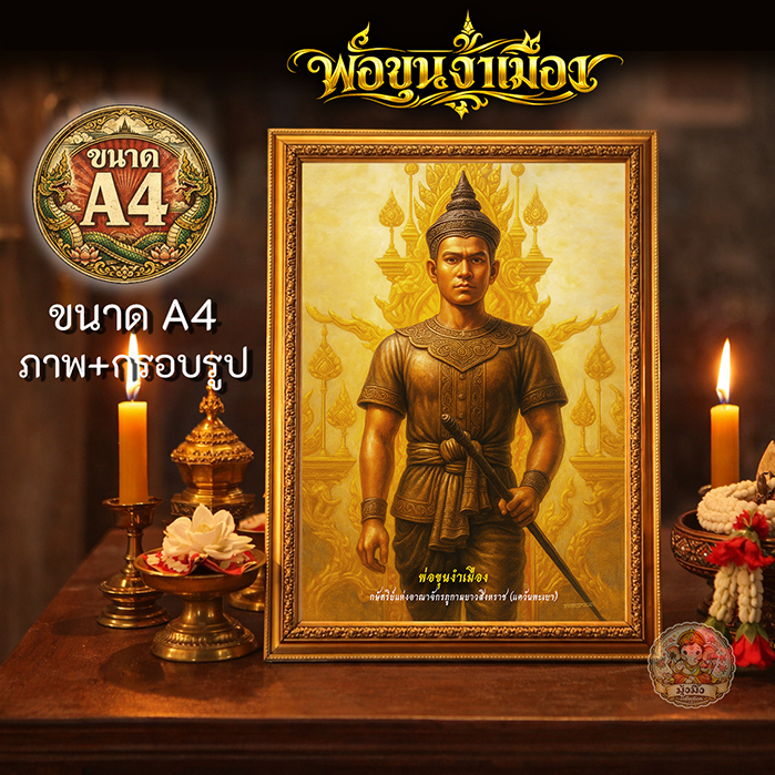 ขนาด A4 ภาพมงคลพร้อมกรอบรูป พ่อขุนงำเมือง  บุคคลทางประวัติศาสตร์  สินค้าคุณภาพ ลิขสิทธิ์แท้ถูกต้องทุกแบบ