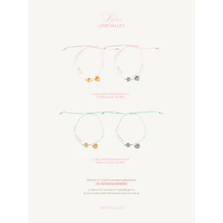 nice try studio - Lilies Love String Bracelet สร้อยข้อมือเชือกถัก ไข่มุกแท้ ดีเทลลายหัวใจและดอกไม้ กันน้ำ กันเหงื่อ