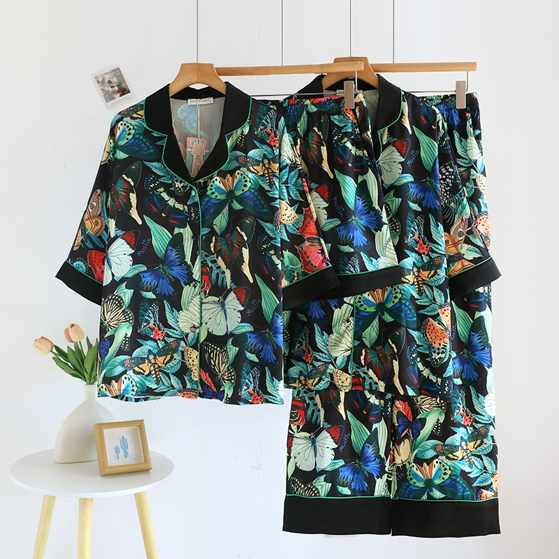 Muslin Pajamas Silk Satin รุ่น Enchanted  Butterfly (W/V 2224 2233) | ชุดนอนชุดเที่ยว,ชุดโอเวอร์ไซส์