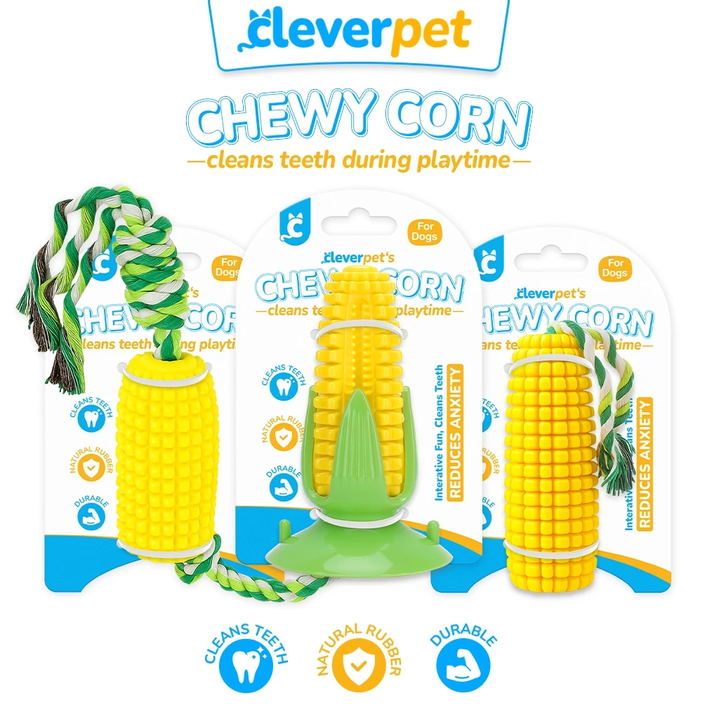 [ส่งฟรี🇹🇭] CleverPet ของเล่นขัดฟันสุนัข ข้าวโพดเชือกดึง แปรงฟันสุนัข ของเล่นหมา Corn Dog Toy