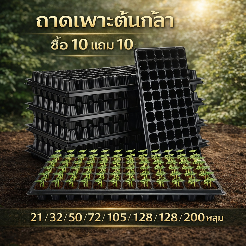 [โปรโมชั่นการขาย]ถาดเพาะกล้า ถาดเพาะชำ ถาดเพาะเมล็ด  วัสดุ PPE หนามาก  ป้องกันรากเน่า ของแท้21/32/50/72/105/128/200หลุม