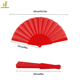 พัด พัดพับได้ พัดพลาสติก พัดสีแดง พัดจีน มี11สี 23CM