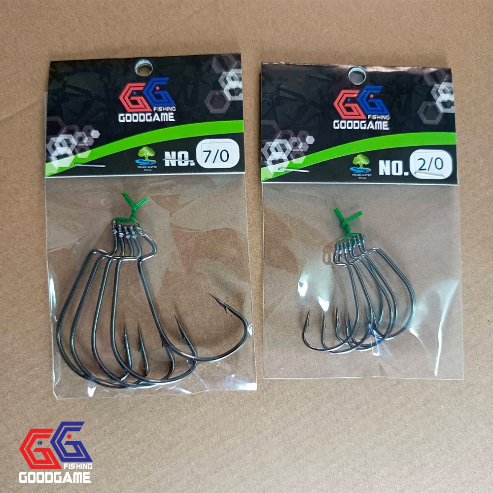 ตัวเบ็ดสำหรับเหยื่อยางเหยื่อปลอมตกปลาช่อนปลาชะโด 7/0 และ 2/0 คมแข็ง