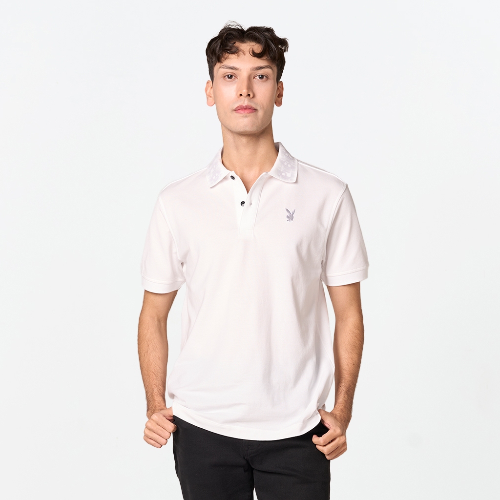 PLAYBOY B&WFEEL  เสื้อผ้าผู้ชาย/เสื้อ/เสื้อโปโลสีขาว รุ่น P1MT261TP020WH