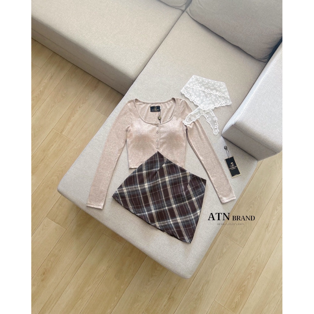 ATN(เช็คก่อนสั่ง) ชุดset2ชิ้น เสื้อแขนยาวแต่งกระดุม+กระโปรง สวยน่ารักมาก(XS-L) - รูปที่ 4