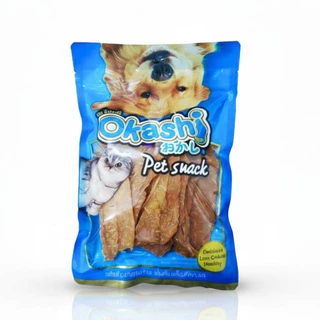 OKASHI SNACK DOG AND CAT ขนมขบเคี้ยวสำหรับสุนัข และแมว (ไก่สไลด์บางกรอบ 140 กรัม)