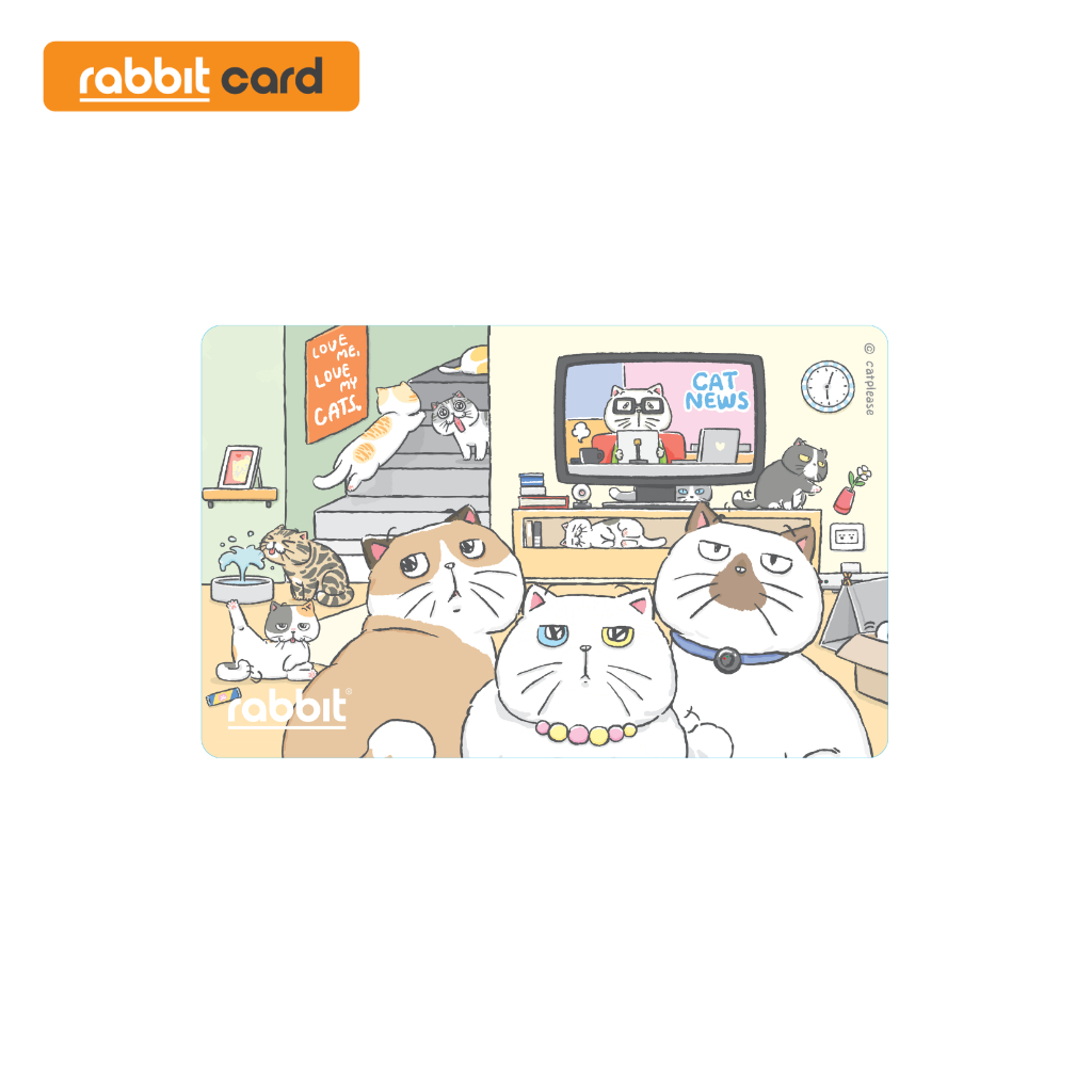 [Physical Card] Rabbit Card บัตรแรบบิท Catplease (Poker Face) สำหรับบุคคลทั่วไป (Cat-002)
