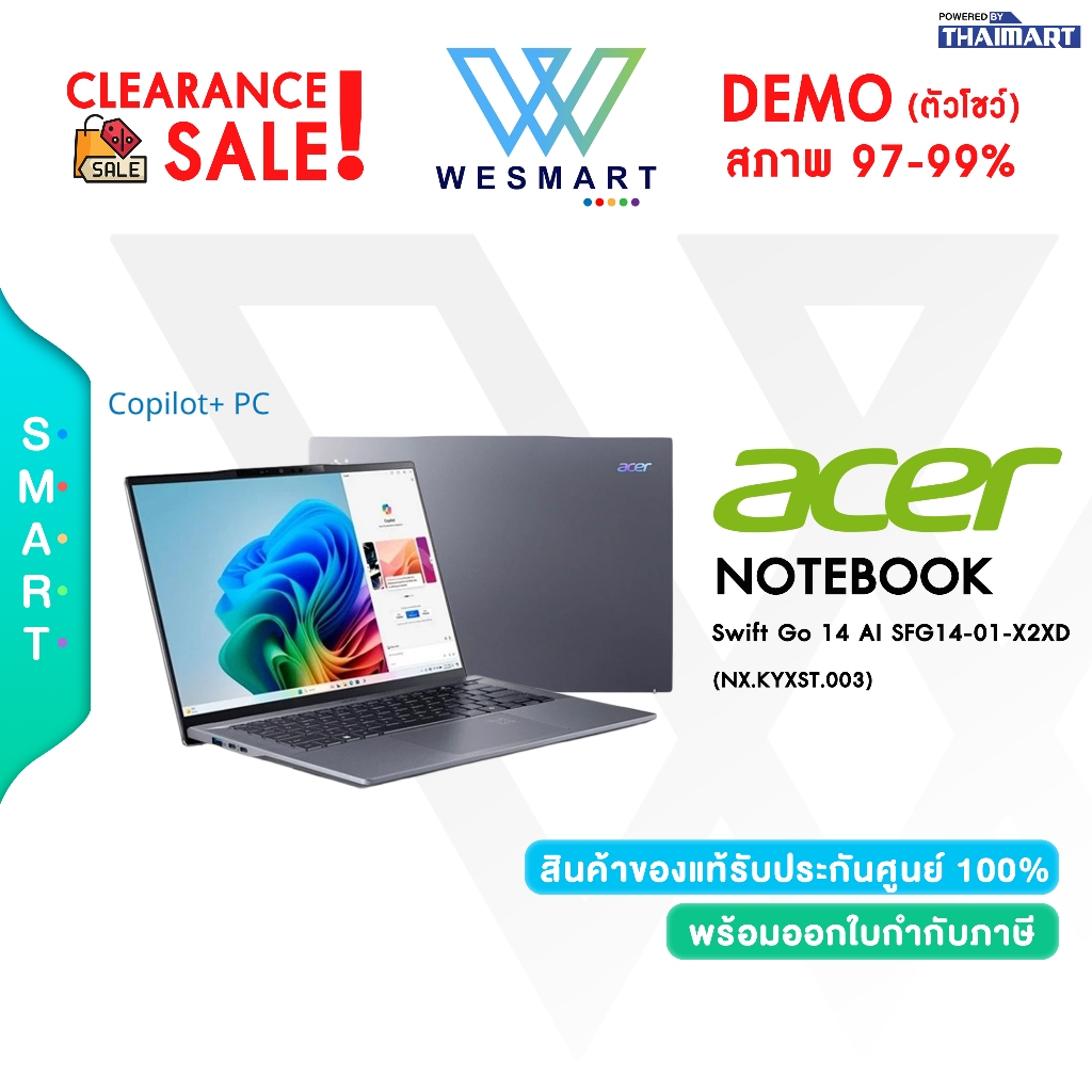 #Demo Acer Swift Go 14 AI SFG14-01-X2XD (NX.KYXST.003)Snapdragon X Plus X1P-42-100/Warranty 1 Years 