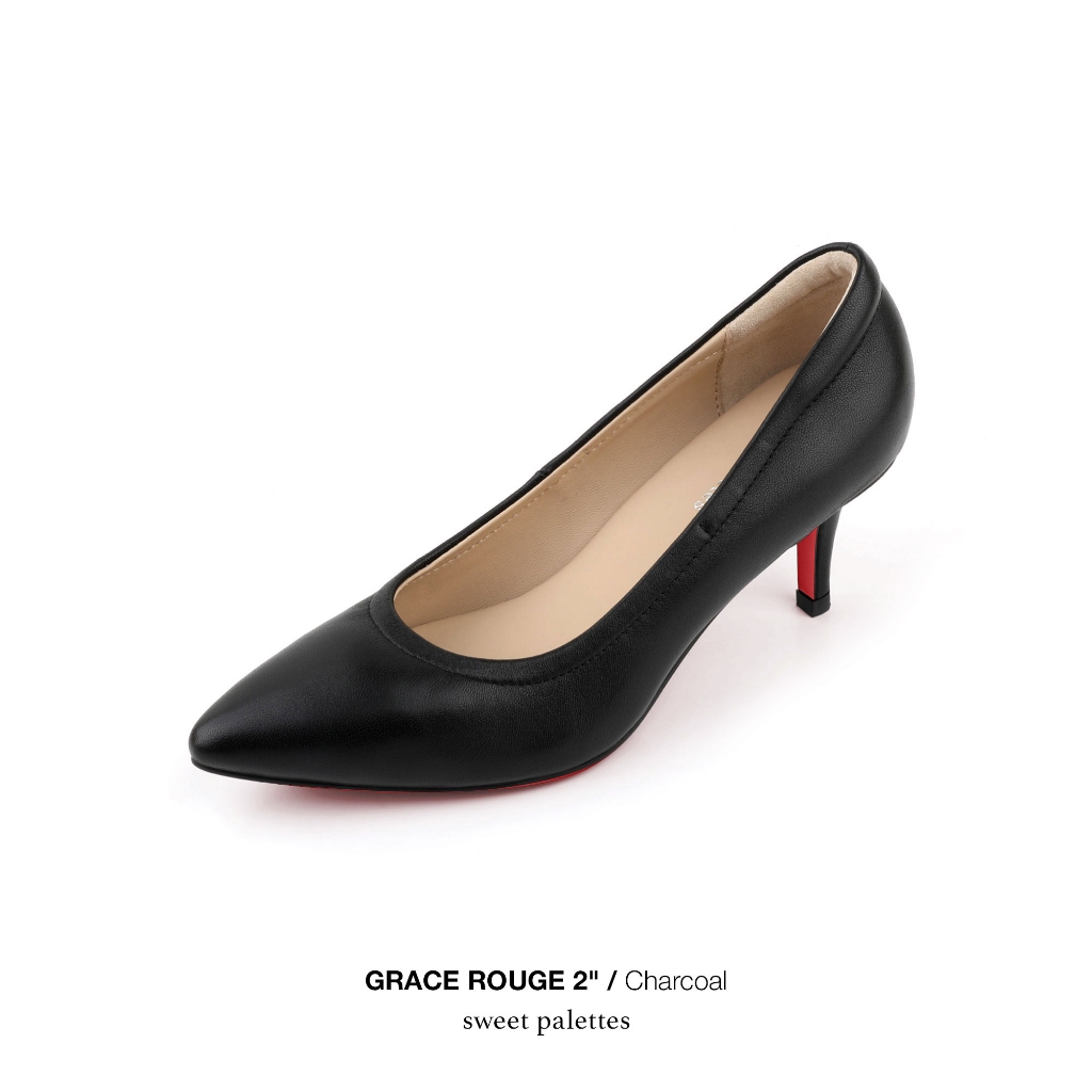 Sweet Palettes รองเท้าหนังแกะ Grace Rouge 2 inch Charcoal