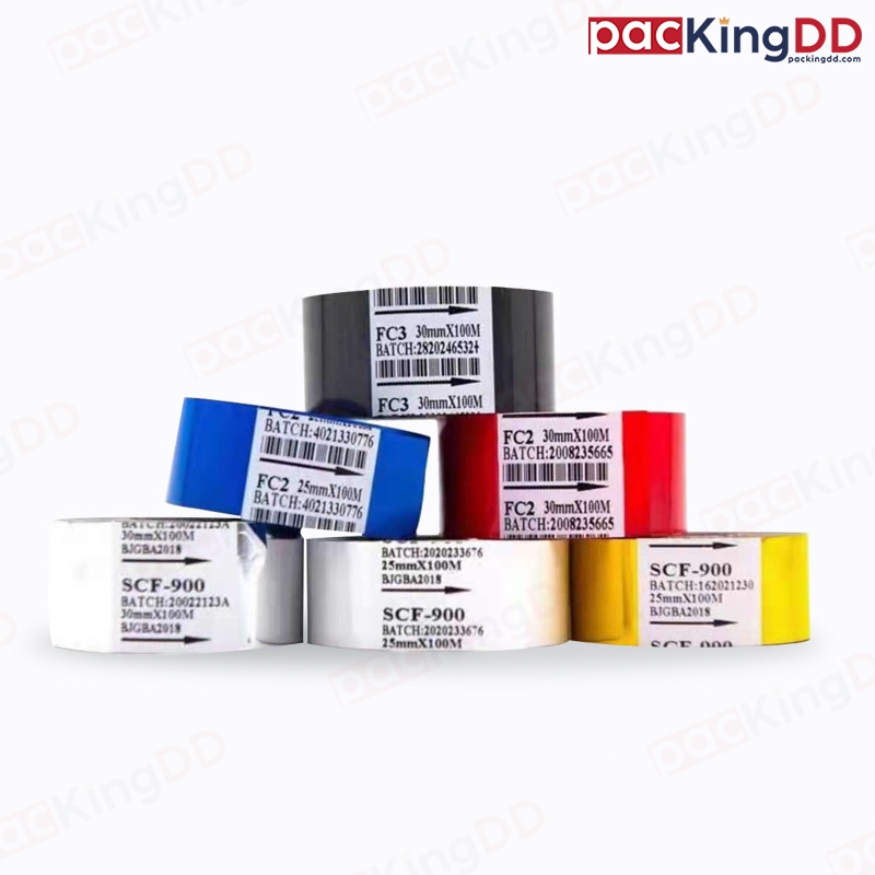 (1 ม้วน) ม้วนหมึกคาร์บอน ยี่ห้อ LC1 SCF FC ม้วนเทปหมึก สำหรับเครื่องพิมพ์วันที่ #HI01 เทปหมึกความร้อน Hot Stamping Foil
