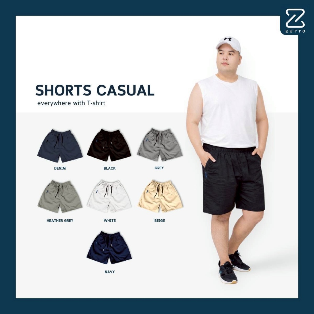 ZUTTO กางเกงขาสั้น กางเกงขาเพียว รุ่น Casual ผ้า Cotton100% กางเกงขาสั้นผู้ชายเอวยางยืด ระบายอากาศดี ซับเหงื่อดีแห้งไว