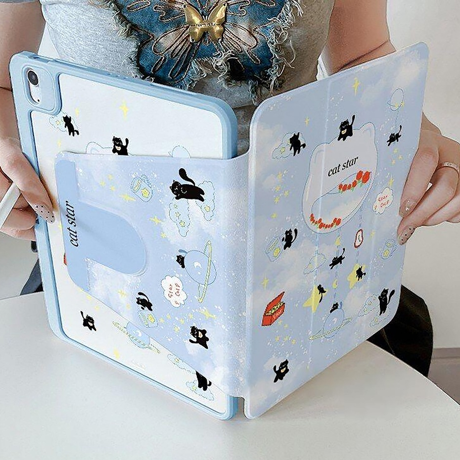 💥พร้อมส่ง💥เคสiPadหมุน 360° Gen11 Gen10 Air6 Gen12 10.2 Cat Star เคสไอแพด Air7 Pro11/13 2025 Air8 11